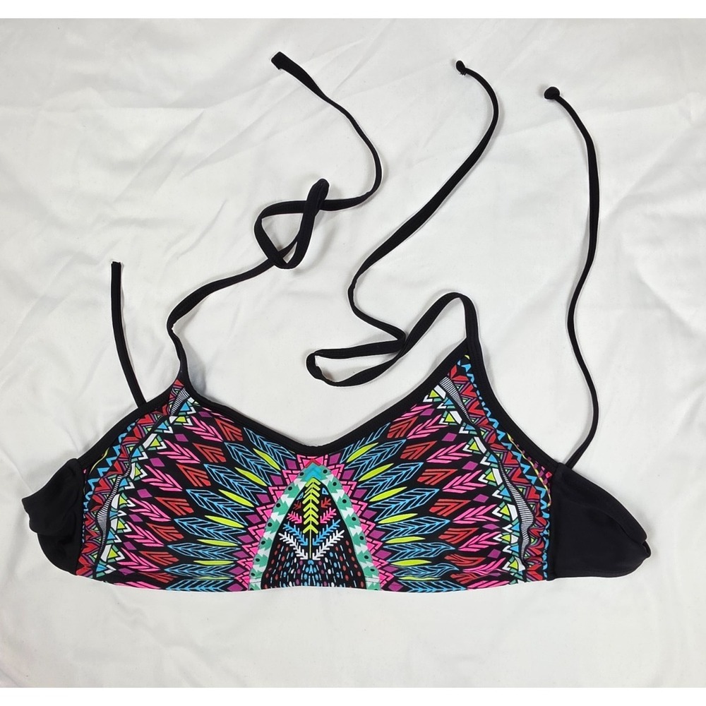 Xhilaration Bikini Top XL Multicolor Geometric Halter Tie Y2K Swim Top